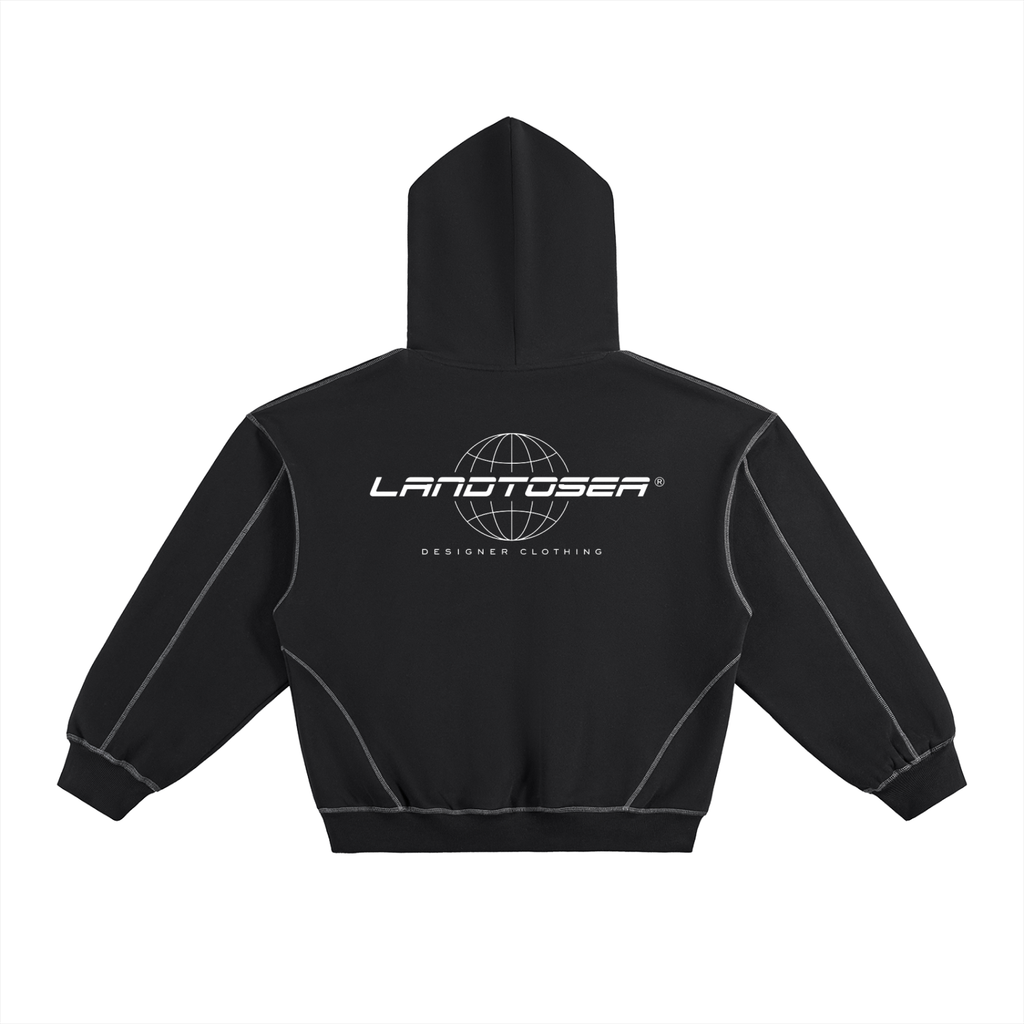 LANDTOSEA custom globe hoodie zip less