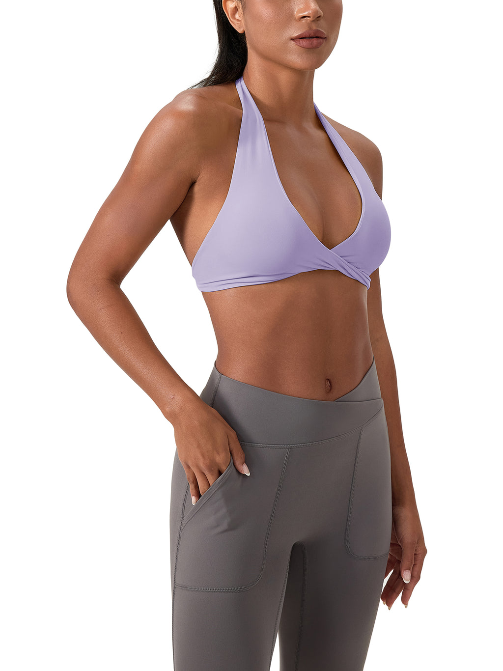 LTS Women's Pleated Halter gym/Sports Bra